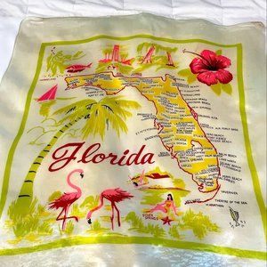 Satin Florida souvenir scarf. Vintage/Retro.
